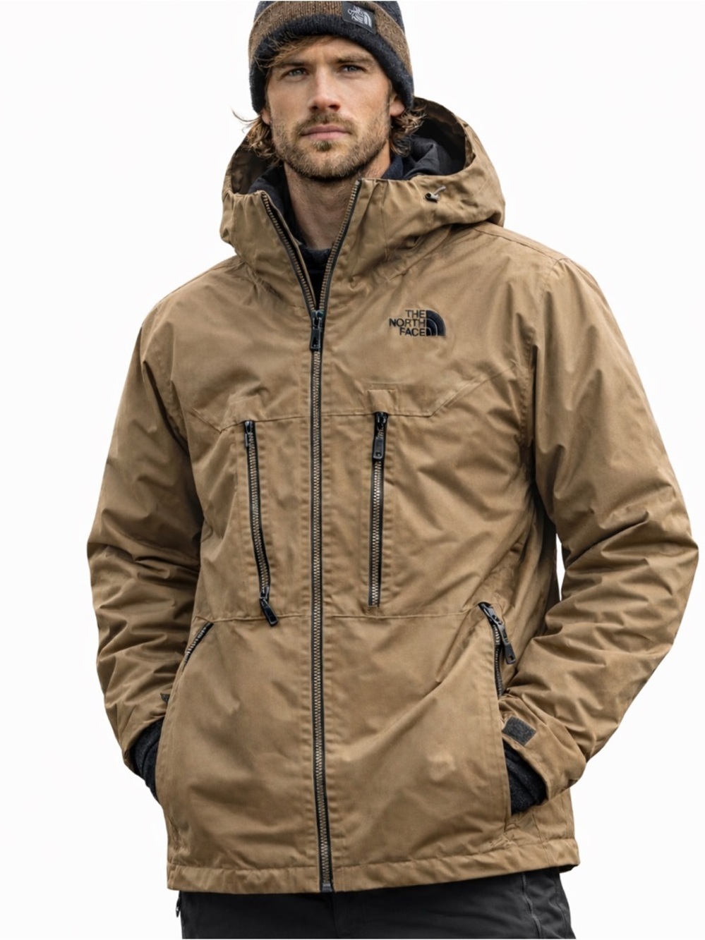 The North Face Men's ThermoBall Eco Snow Triclimate Coat, Khaki Olive, size M